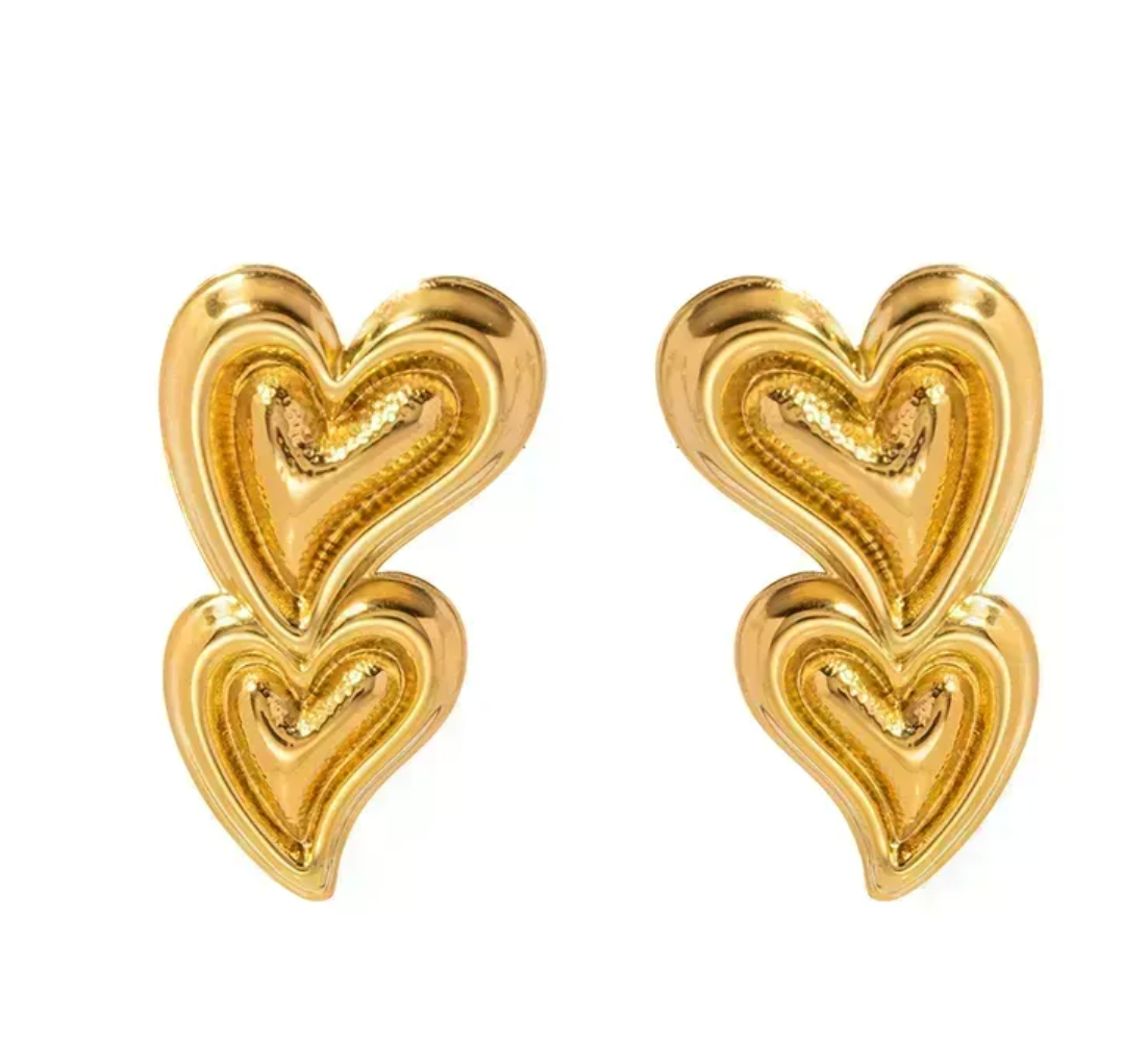 Boucles d’oreilles Double Coeur